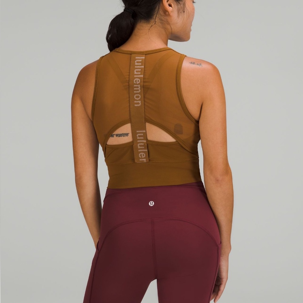 Lululemon Mesh back logo cropped tank top